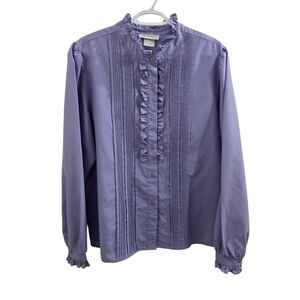 Vicki Wayne's Vintage Purple Ruffle Blouse P2P 23